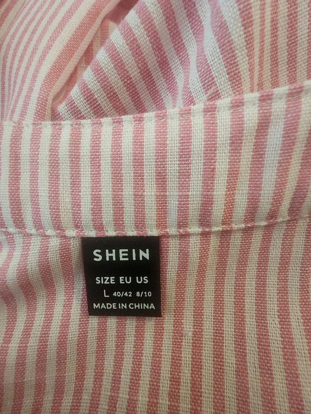 SHEIN 2 Pack Striped Sleeveless Blouses Size L Blue Pink Button Front Tops